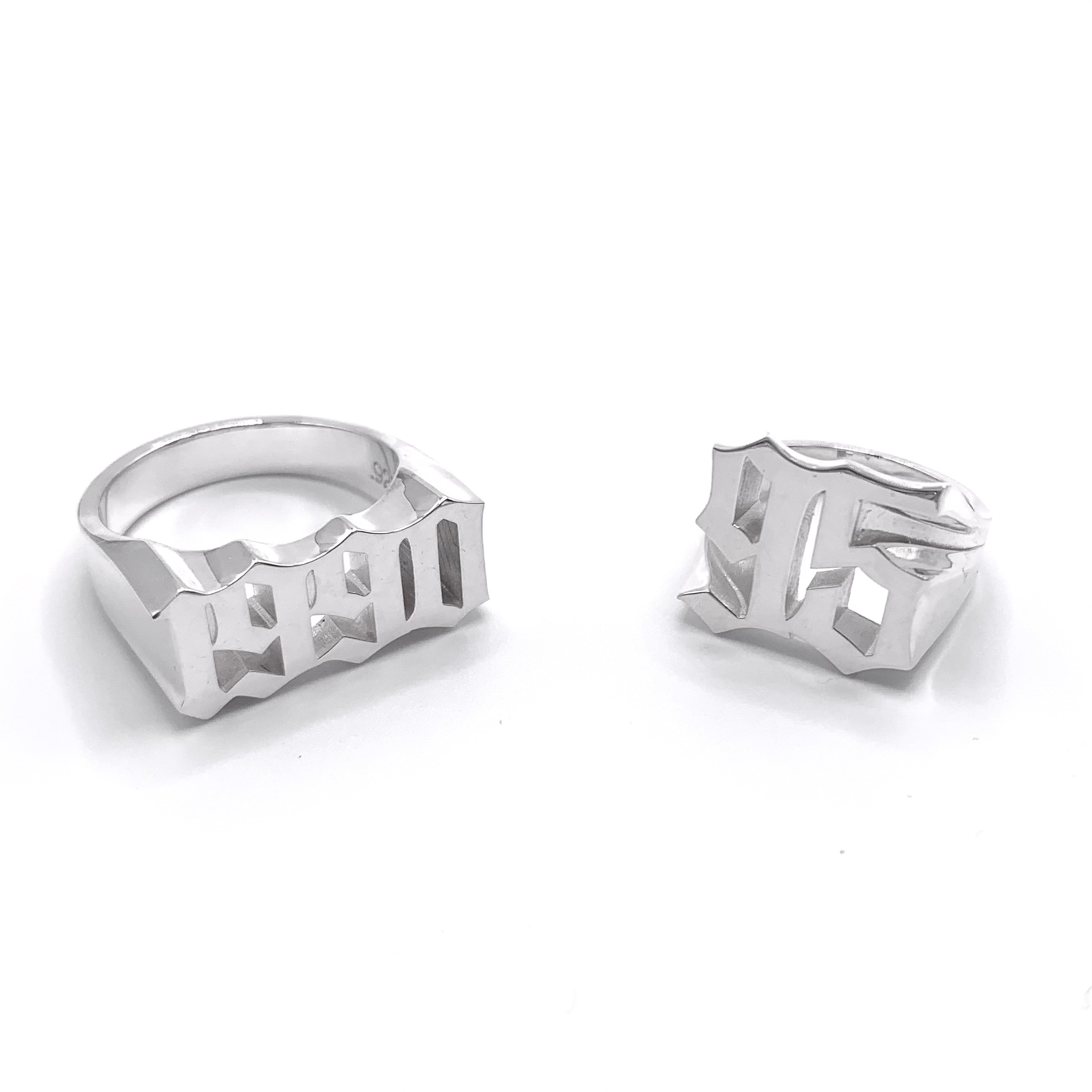 Image of Sam Ozanne Design's Silver Old English Number Ring