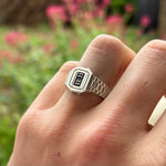 Image of Sam Ozanne Design's Silver Casio Ring on Finger