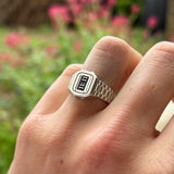 Image of Sam Ozanne Design's Silver Casio Ring on Finger